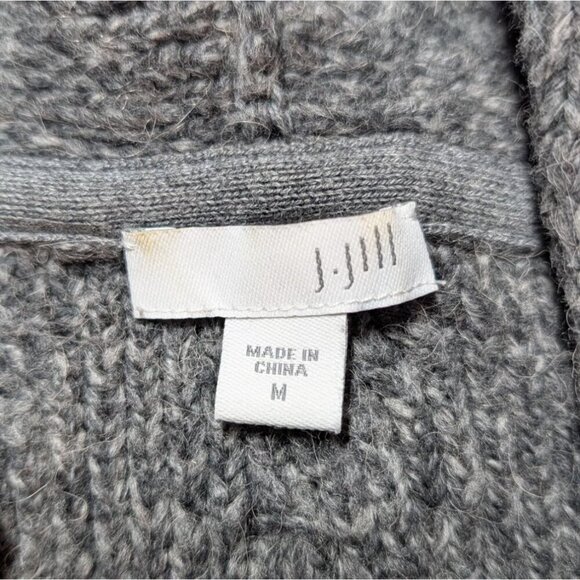 J. Jill Sweater Cardigan Open-Front Cotton Alpaca Long Chunky Knit Gray Medium - Picture 4 of 11